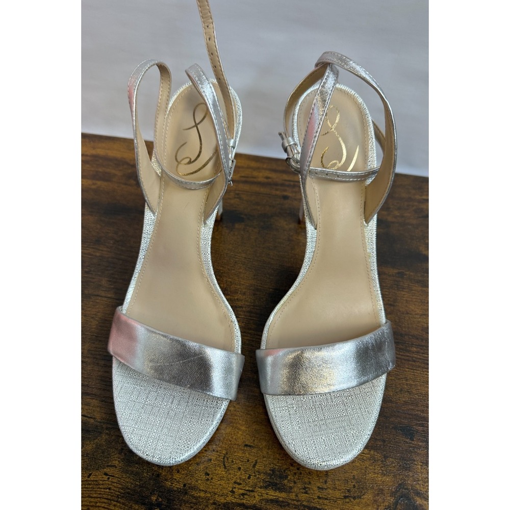 Sam Edelman Leather Jade Silver Metallic Platform Stiletto Pumps Size 11 M Heels - Picture 2 of 16